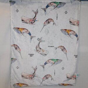Mini Tipi Native Whale Theme Print Micro Brushed Fleece Baby Blanket 26" x 34"